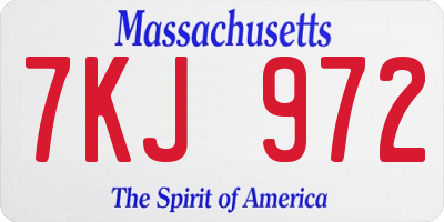 MA license plate 7KJ972