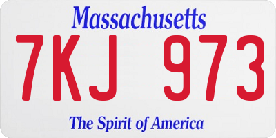 MA license plate 7KJ973