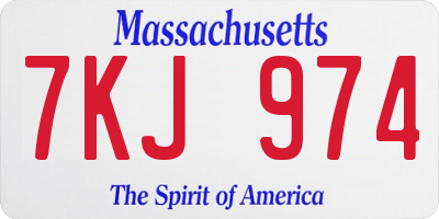 MA license plate 7KJ974