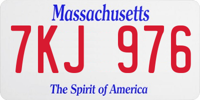 MA license plate 7KJ976