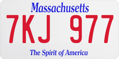 MA license plate 7KJ977