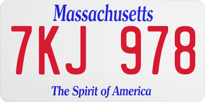 MA license plate 7KJ978