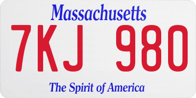 MA license plate 7KJ980
