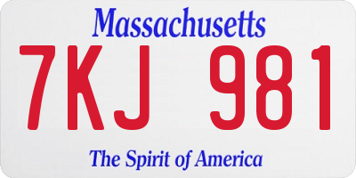 MA license plate 7KJ981