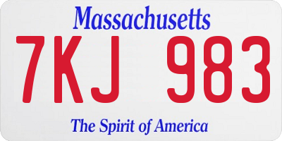MA license plate 7KJ983