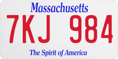 MA license plate 7KJ984