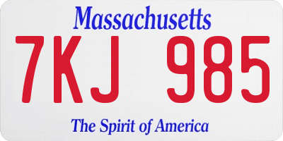 MA license plate 7KJ985
