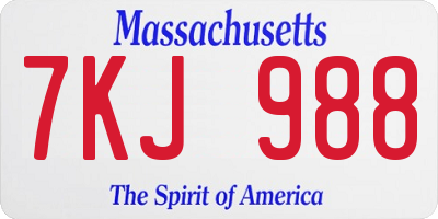 MA license plate 7KJ988