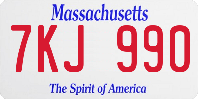 MA license plate 7KJ990