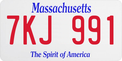 MA license plate 7KJ991