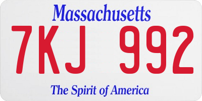 MA license plate 7KJ992