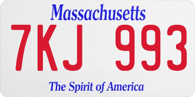 MA license plate 7KJ993