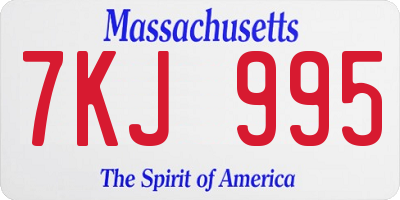 MA license plate 7KJ995