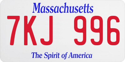 MA license plate 7KJ996