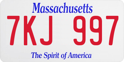 MA license plate 7KJ997