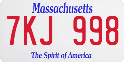 MA license plate 7KJ998