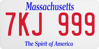 MA license plate 7KJ999