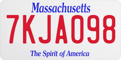 MA license plate 7KJA098