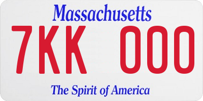 MA license plate 7KK000