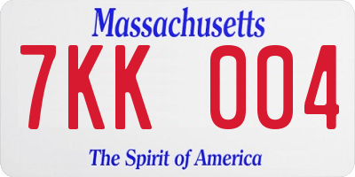 MA license plate 7KK004