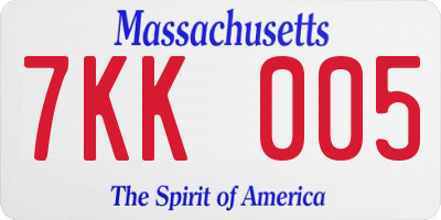 MA license plate 7KK005