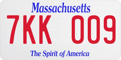 MA license plate 7KK009