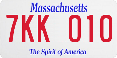 MA license plate 7KK010