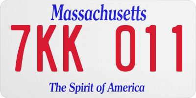 MA license plate 7KK011