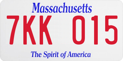 MA license plate 7KK015