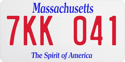 MA license plate 7KK041