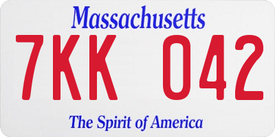 MA license plate 7KK042