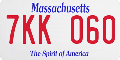 MA license plate 7KK060
