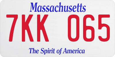 MA license plate 7KK065