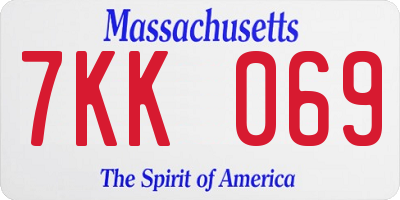 MA license plate 7KK069