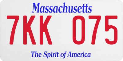 MA license plate 7KK075