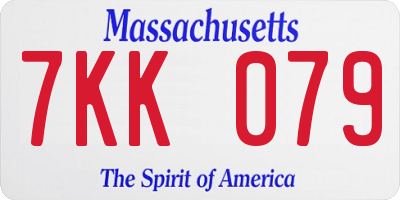MA license plate 7KK079