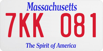 MA license plate 7KK081