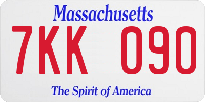 MA license plate 7KK090