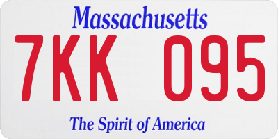 MA license plate 7KK095