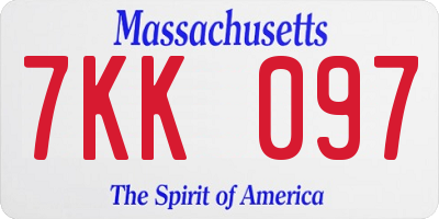 MA license plate 7KK097