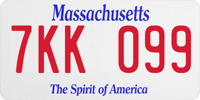 MA license plate 7KK099