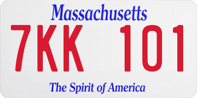 MA license plate 7KK101