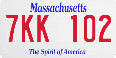 MA license plate 7KK102