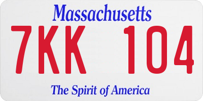 MA license plate 7KK104