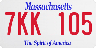 MA license plate 7KK105