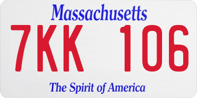 MA license plate 7KK106