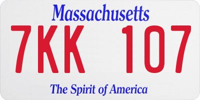 MA license plate 7KK107