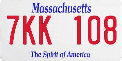MA license plate 7KK108