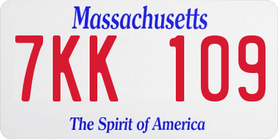 MA license plate 7KK109