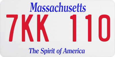 MA license plate 7KK110